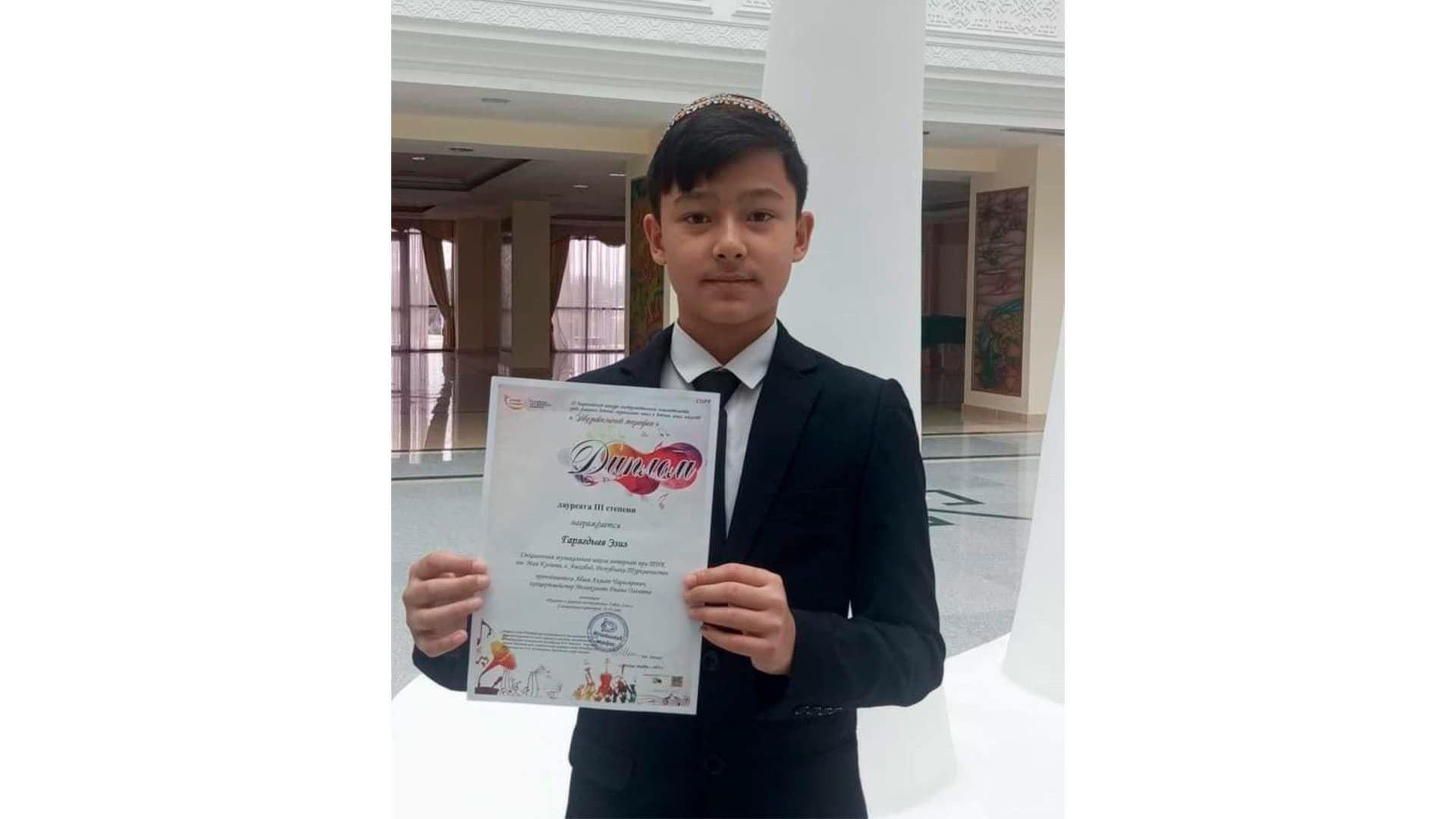 A young musician from Turkmenistan is a prize-winner of an international instrumental performance competition