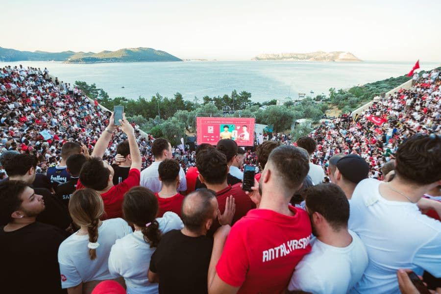 The Ancient Theater of Antiphellos in Antalya becomes a venue for watching the Turkish national team match