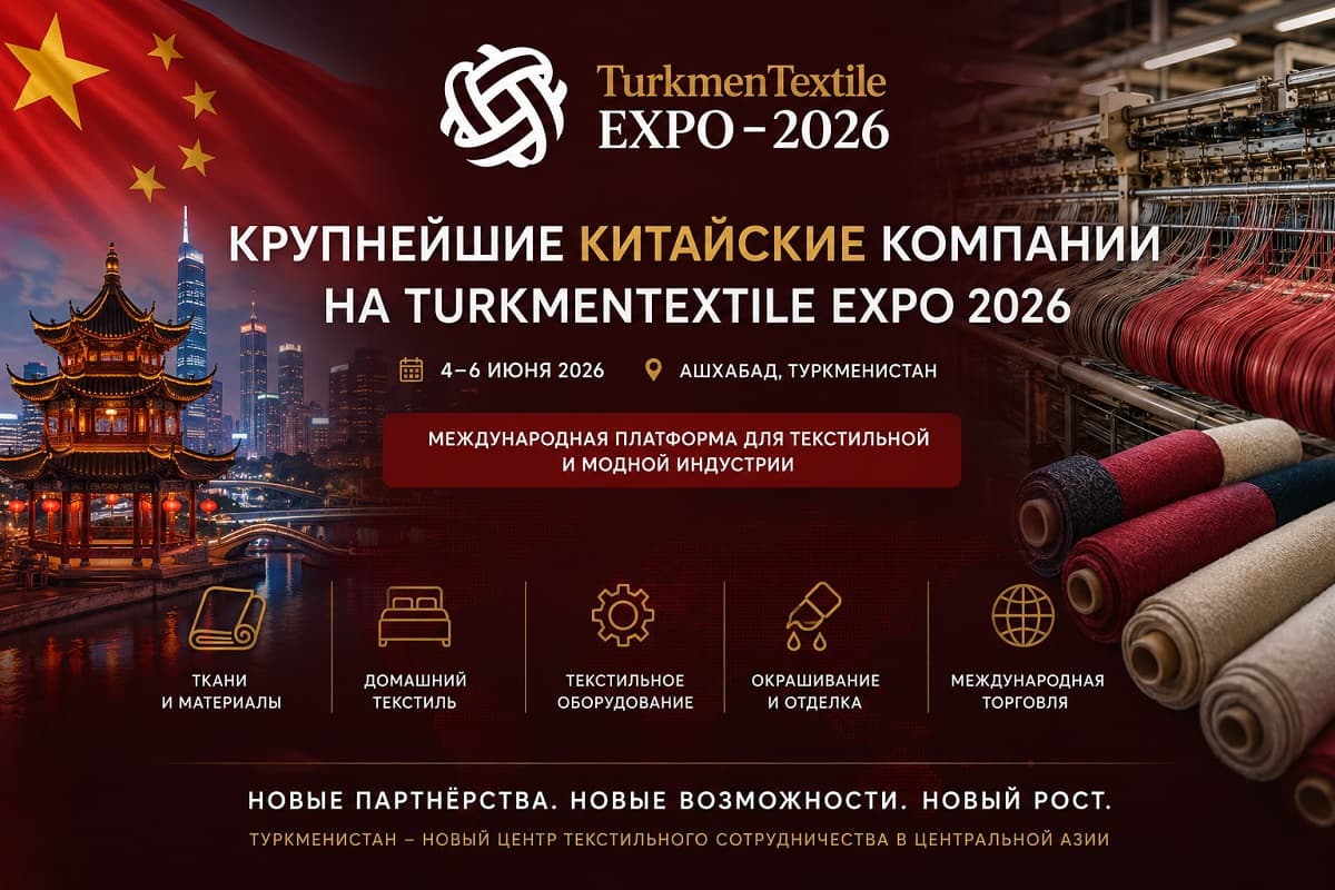 Крупные китайские производители приедут на TurkmenTextile EXPO 2026