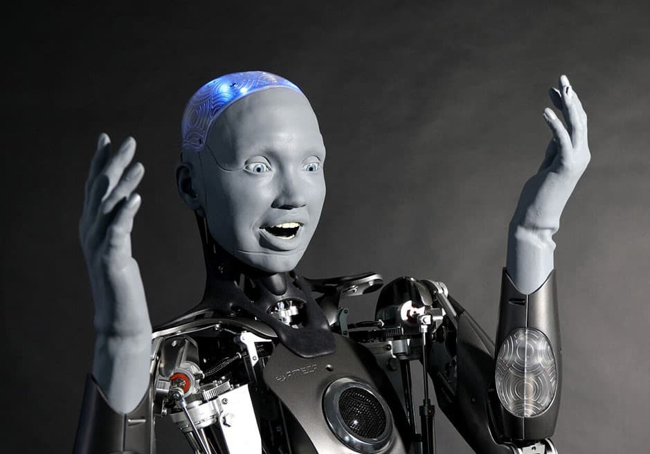 The Ameca robot was surprised by its reflection in the mirror