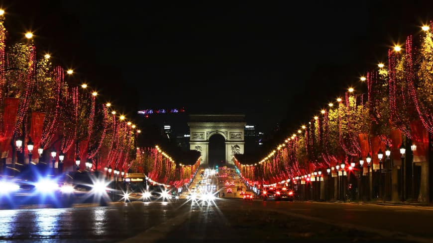 Eco-friendly Christmas lights were switched on in Paris